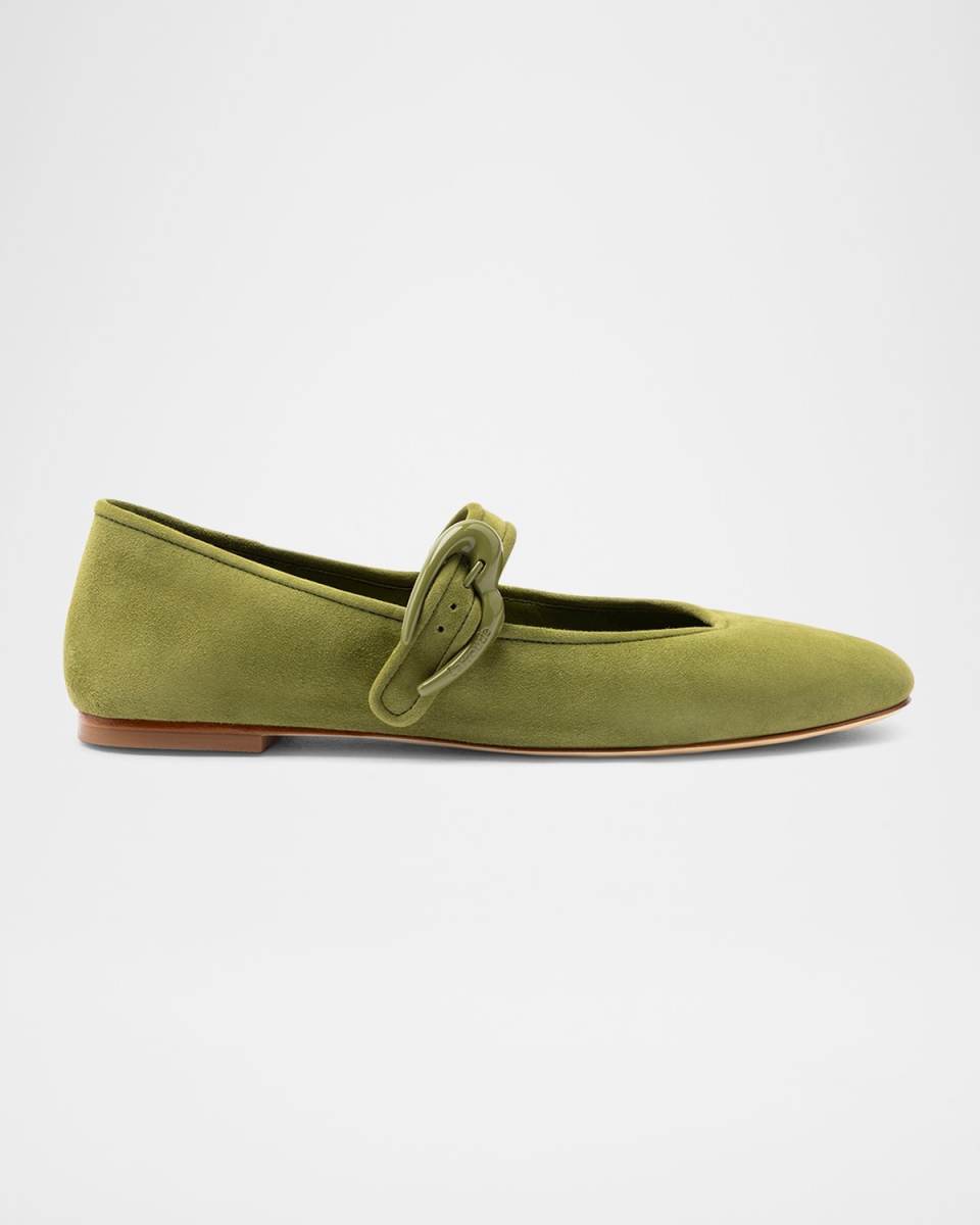 Verona Suede Mary Jane Ballerina Flats